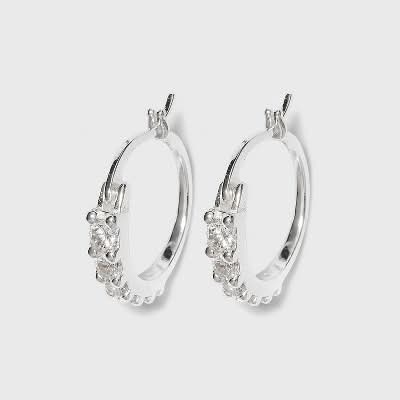 Womens Sterling Silver Cubic Zirconia Hoop Earring, Women (2 ct)