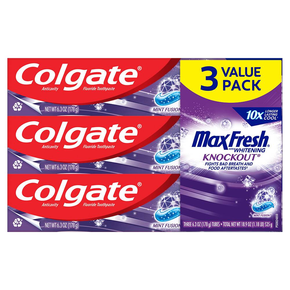 Colgate Max Fresh Value pack Knockout Mint Fusion Toothpaste (6.3 oz)