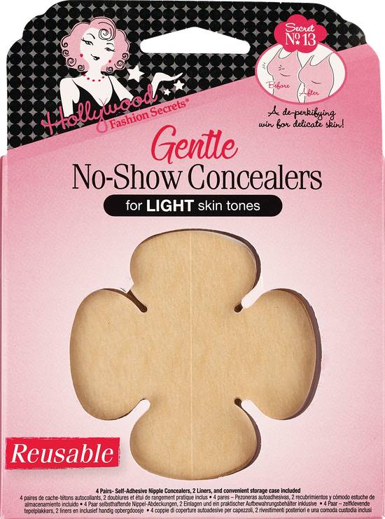 Hollywood Fashion Secrets  Gentle No-Show Concealers, Light, 4 CT