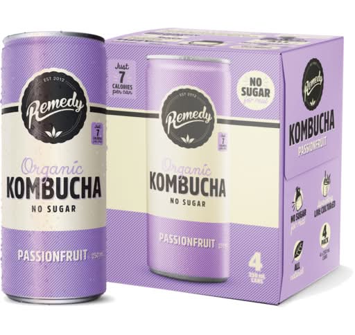 Remedy Organic Kombucha Tea, Passionfruit (4 x 250mL)