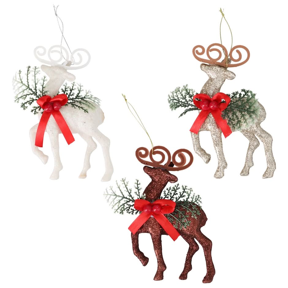 Christmas House Glitzy Reindeer Ornaments