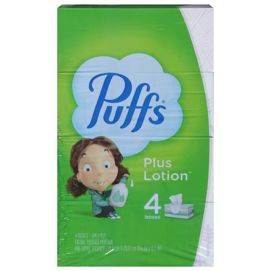 Puffs Facial Tissues Plus Lotion (4 boxes)