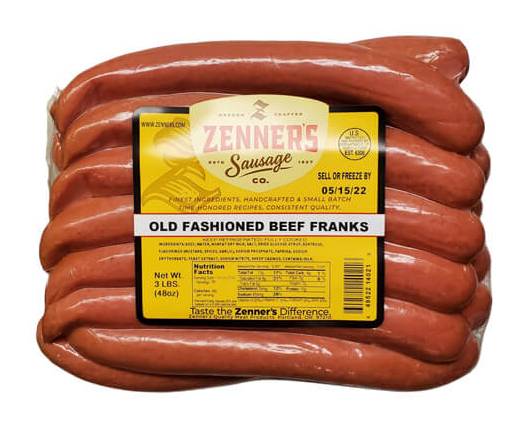 Zenners Sausage Co Old Fashioned Beef Franks (3 lbs)