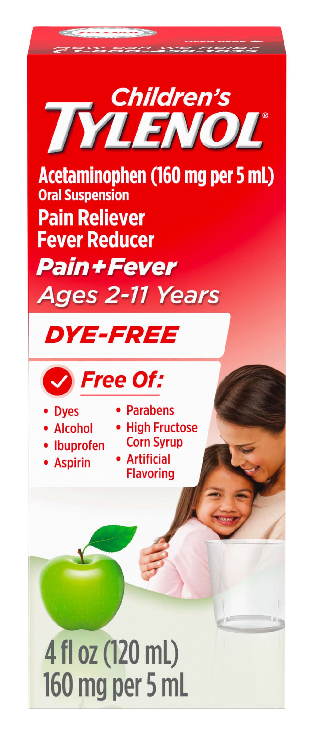 Tylenol Liquid Oral Suspension Medicine, Apple, 2-11 Years (4 fl oz)