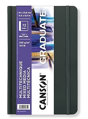 Canson Graduate 5.5 x 8.5 Hard Cover Binding Mixed Media Art Book, 36 Sheets/Book (MCX31200L030)