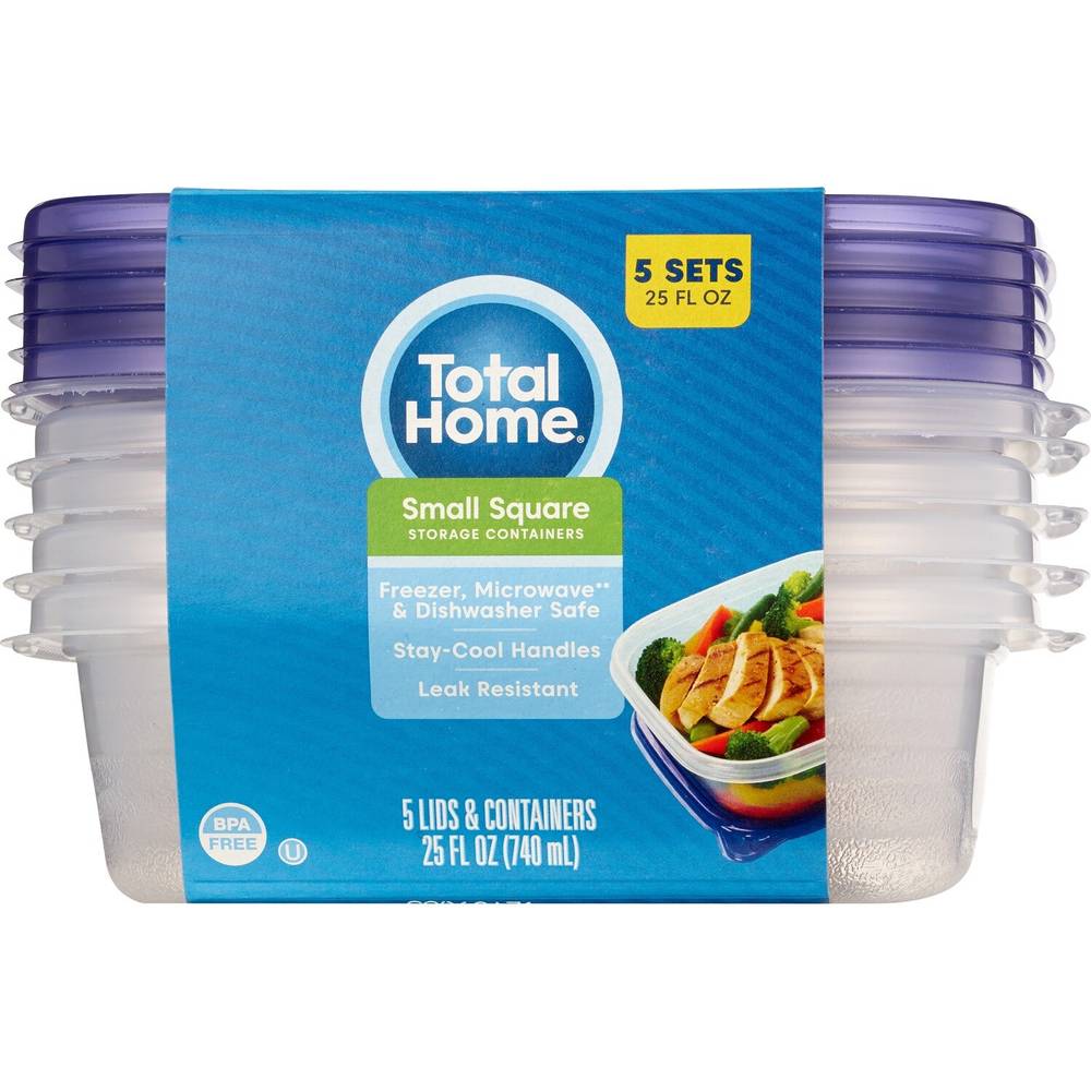 Total Home Food Storage Container 25 Oz, 5 Ct