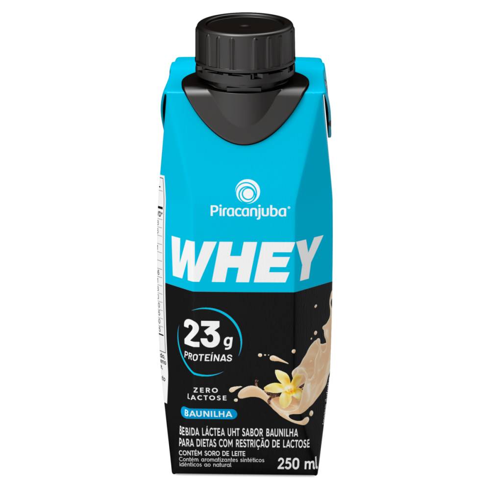 Piracanjuba bebida láctea uht whey 23g zero lactose sabor baunilha (250 ml)