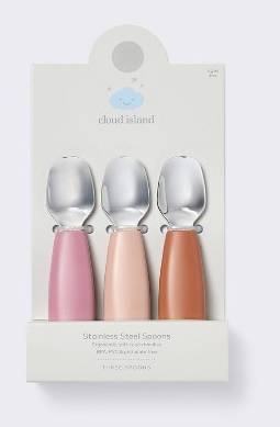 Cloud Island Stainless Steel Spoons, Pink/Rust (3 ct)