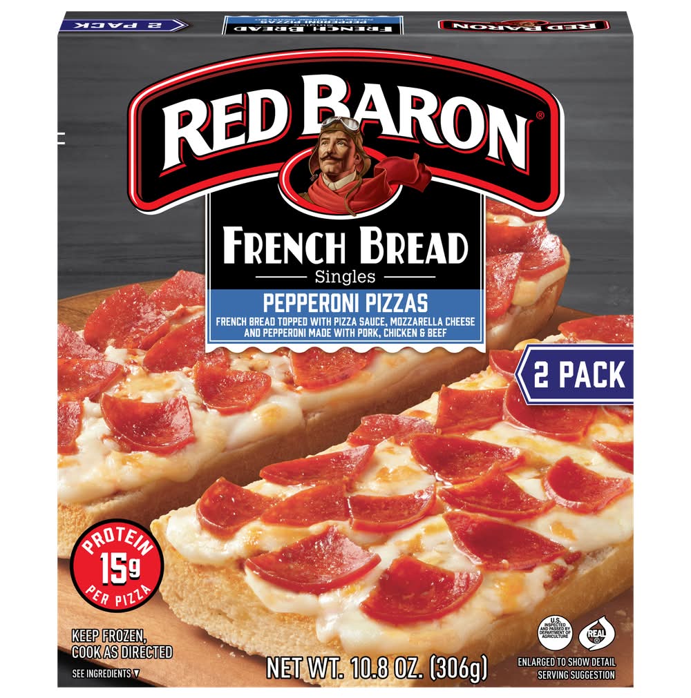 Red Baron French Bread Singles Pizza, Pepperoni (10.8 oz, 2 ct)