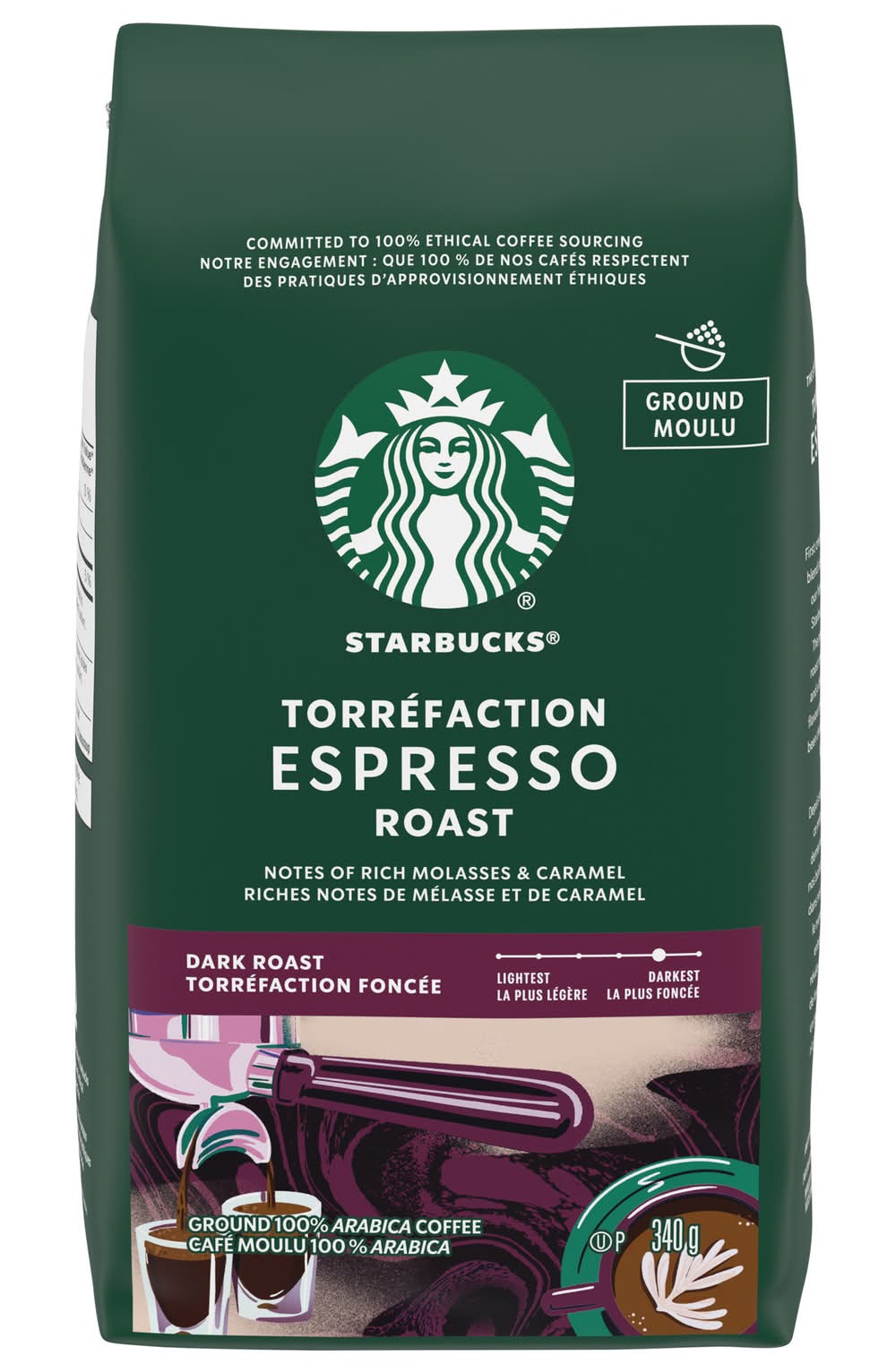 Starbucks Torréfaction Espresso Dark Roast Ground Coffee (340 g)