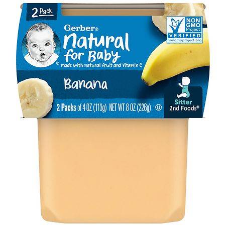 Gerber Baby Food Puree Clean Label Project Tubs Banana - 4.0 oz x 2 pack