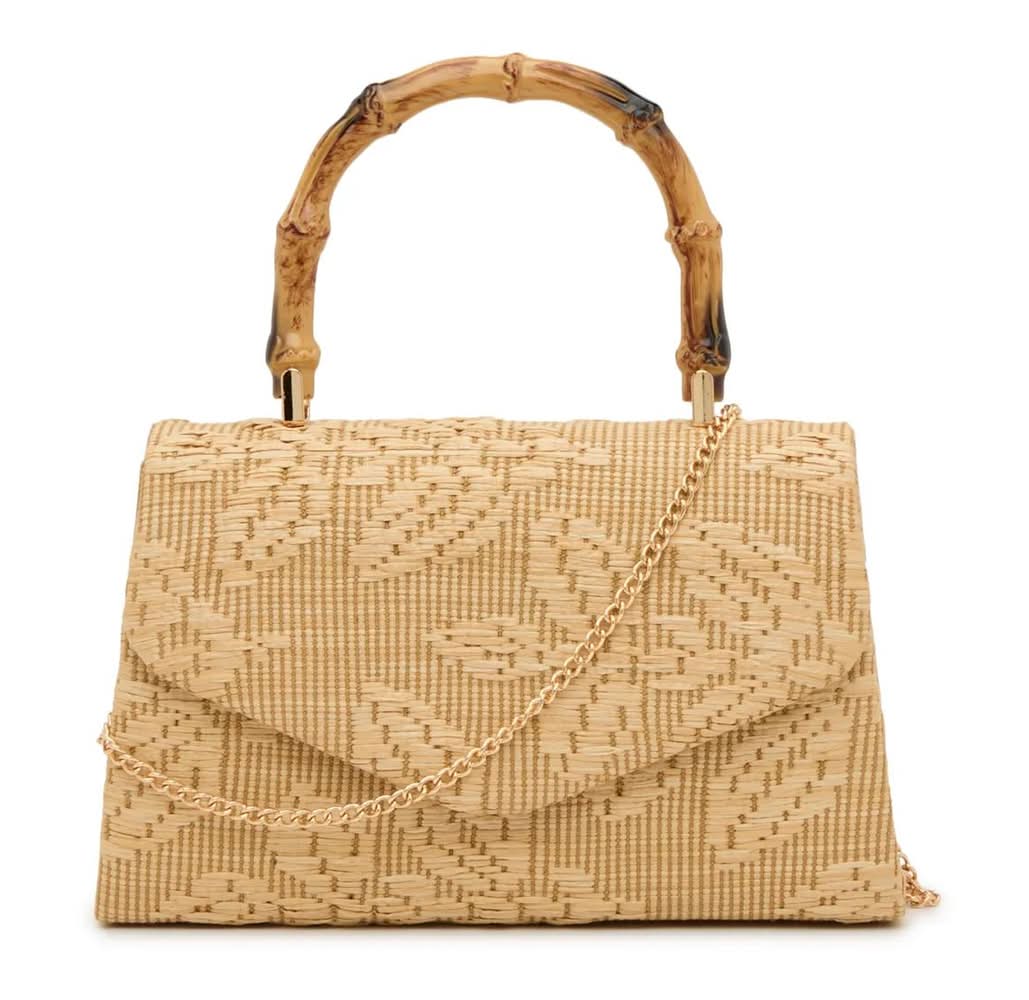 Crown Vintage Bamboo Handle Satchel (Tan One Size)