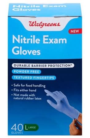 Walgreens Nitrile Exam Gloves, Large (40 ct)
