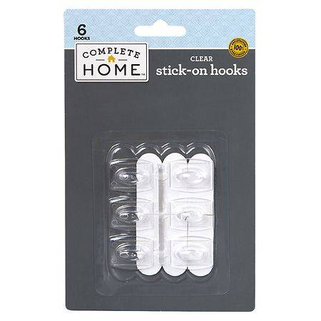 Complete Home Stick on Hooks - Clear - 6.0 Ea