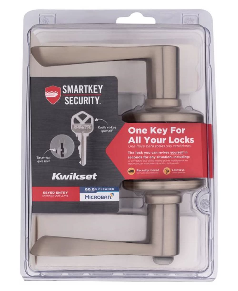 Kwikset Smartkey Security Balboa Wave Satin Nickel Entry Lever Kw1 2-3/4 In.