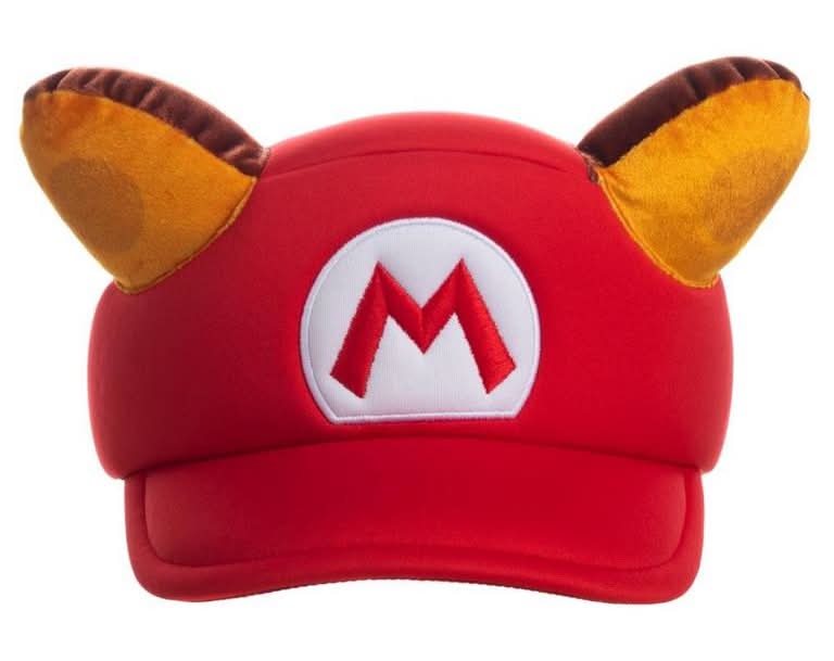 Bioworld Merchandising Super Mario Bros 3 Tanooki Raccoon 3d Ears Replica Hat, Red