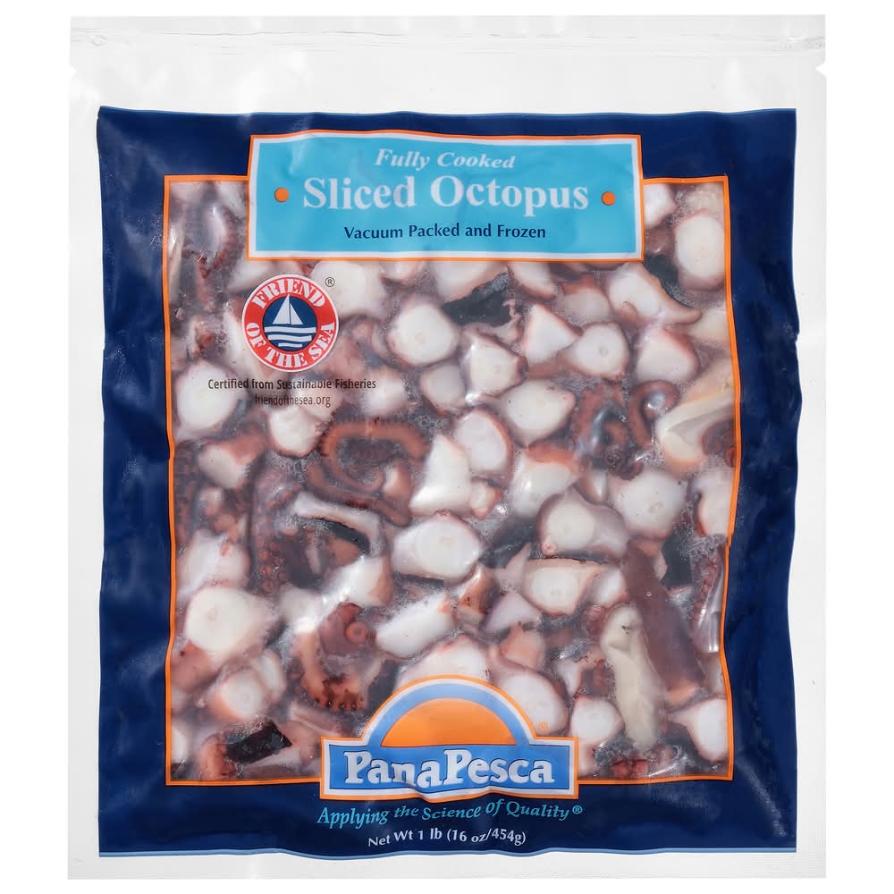 PanaPesca Fully Cooked Vacuum Packed and Frozen Sliced Octopus (16 oz)