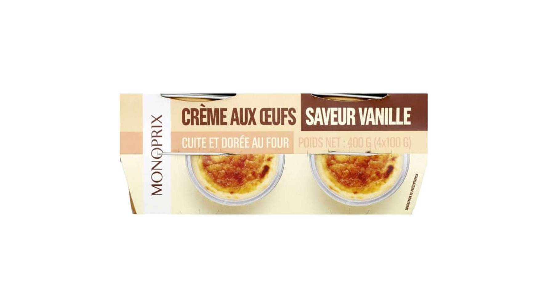 Monoprix Crème aux oeufs saveur vanille Les 4 crèmes de 100 g