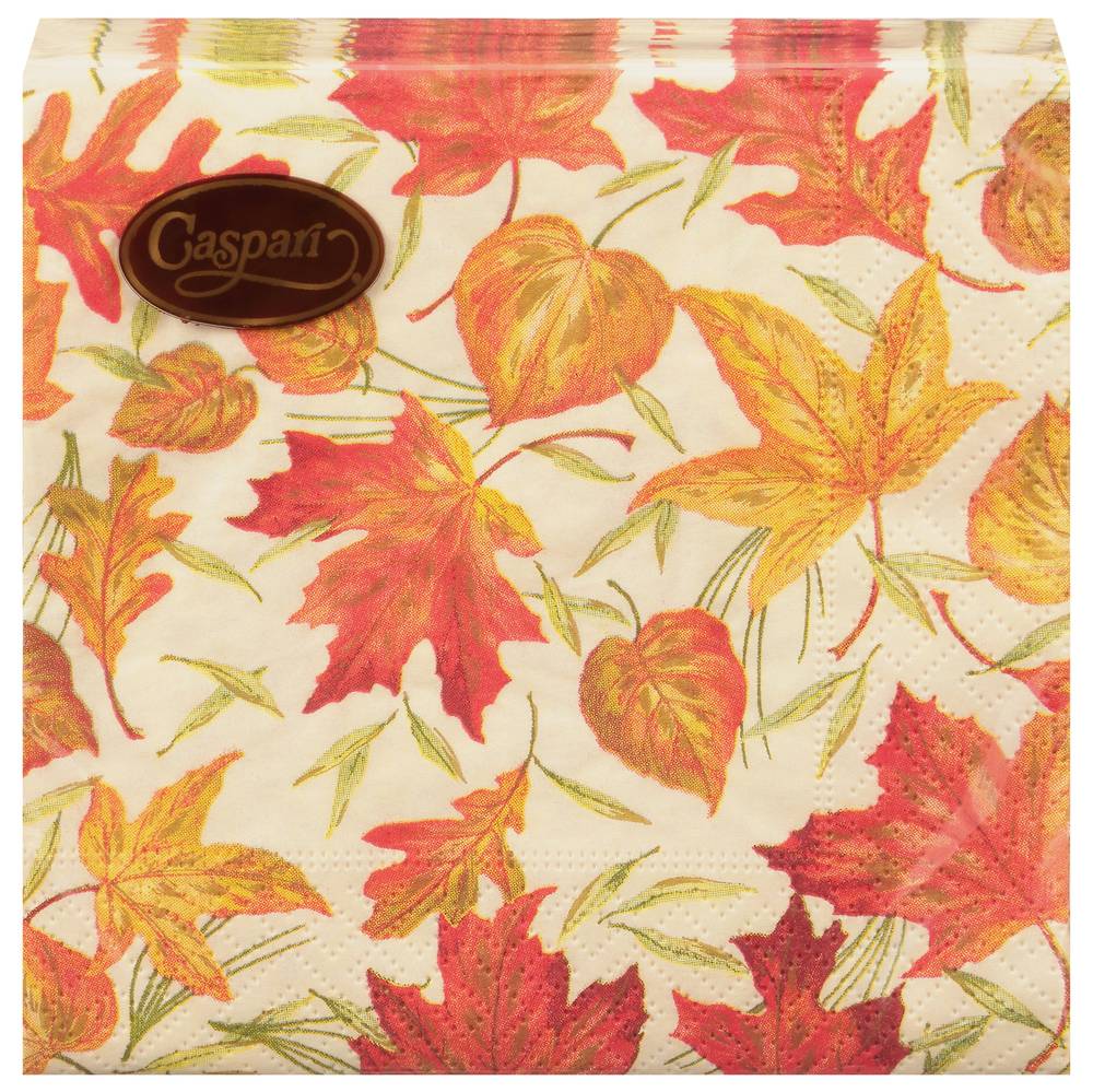 Caspari Triple-Ply Woodland Leaves Ivory Napkins