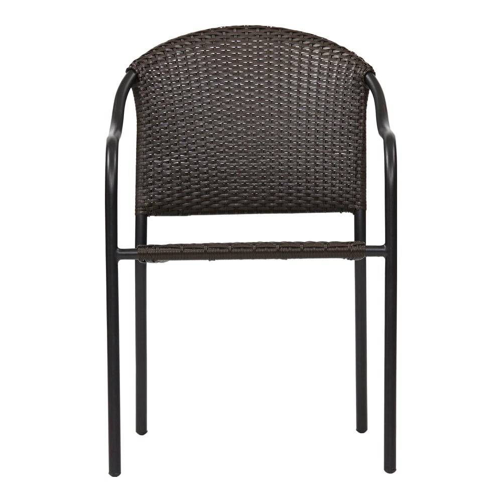 Style Selections Pelham Bay Wicker Stackable Matte Black Steel Frame Stationary Dining Chair with Woven Seat | CR-15S012W-BL