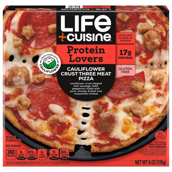 Life Cuisine Gluten Free Cauliflower Crust Three Meat Pizza (6 oz)