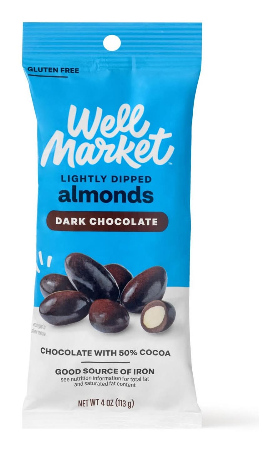 Well Market Thinly Dipped Dark Chocolate Almonds (4 oz)
