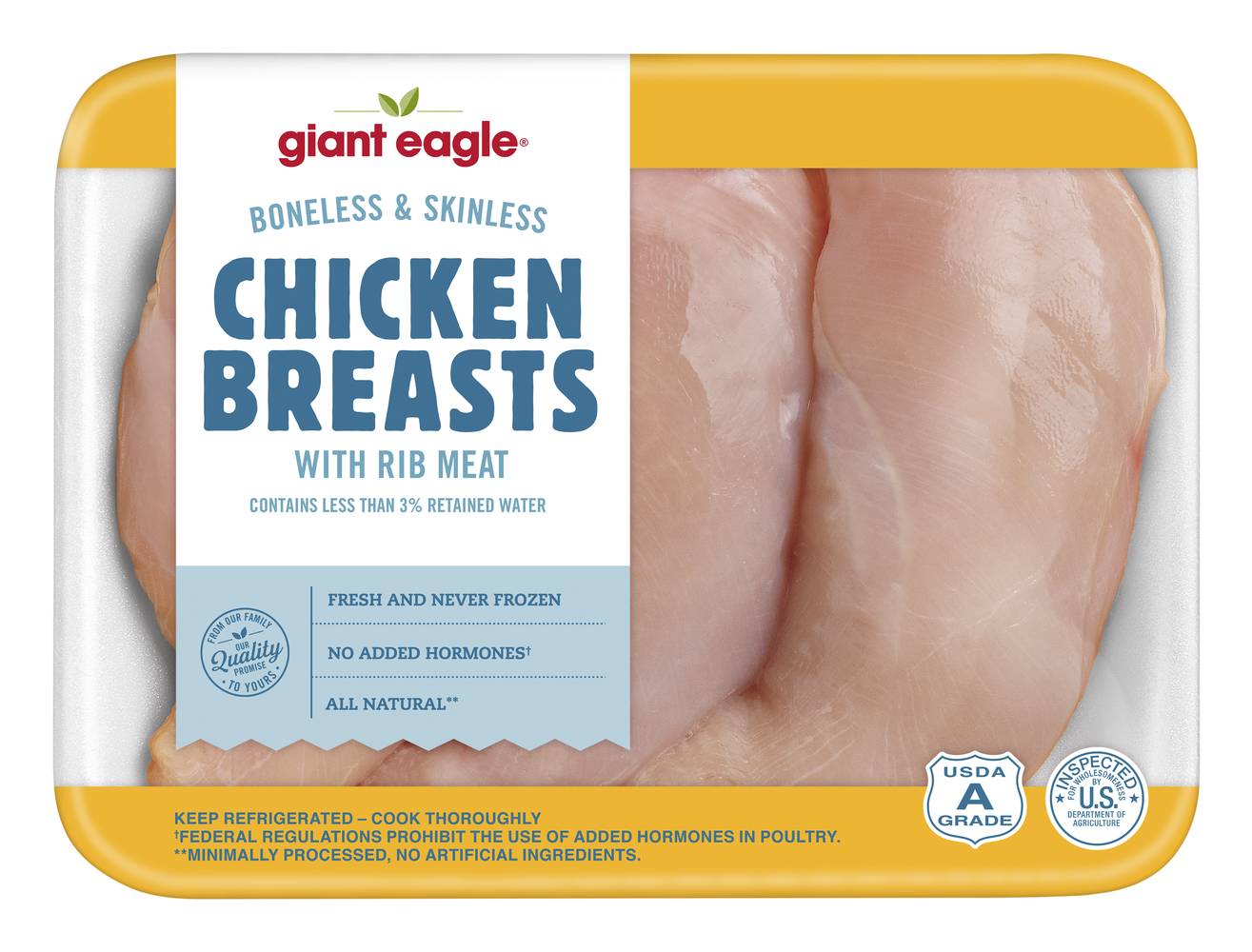 Giant Eagle Chicken Breast With Rib Meat, Boneless & Skinless