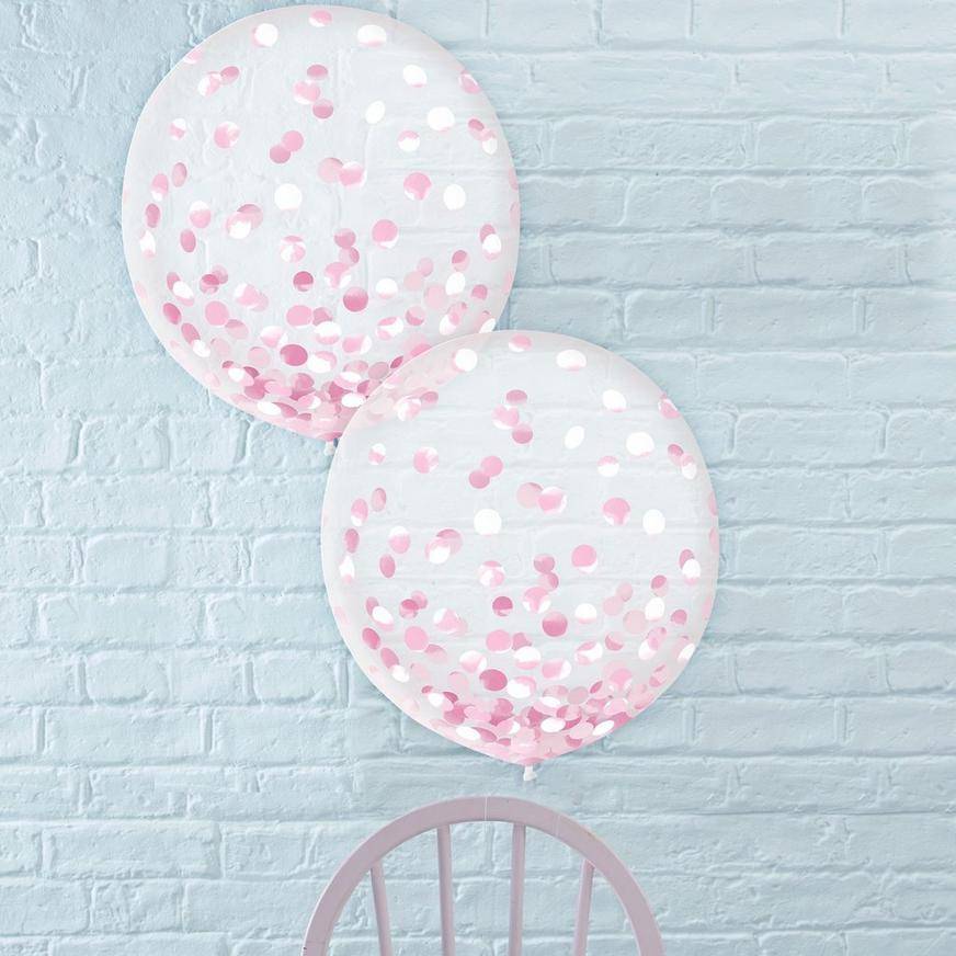 Party City Uninflated Metallic Confetti Balloons (unisex/24"/pink)