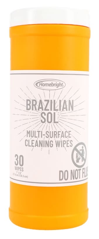 Homebright Brazilian Sol Multi-Surface Cleaning Wipes, 7x8 in (30 ct)