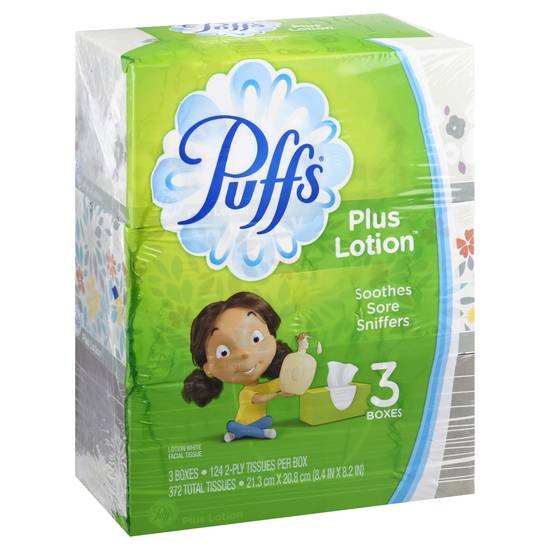 Puffs Plus Lotion White 2-ply Facial Tissue (3 ct)