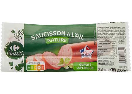 Carrefour - Saucisson à l'ail nature