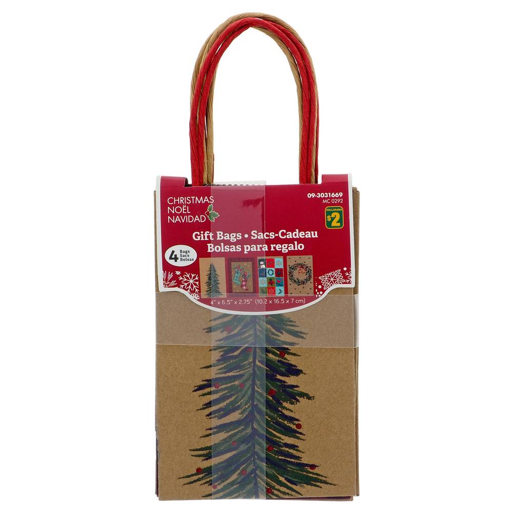 Xmas-Small Printed. Craft Gift Bag (4 ct)