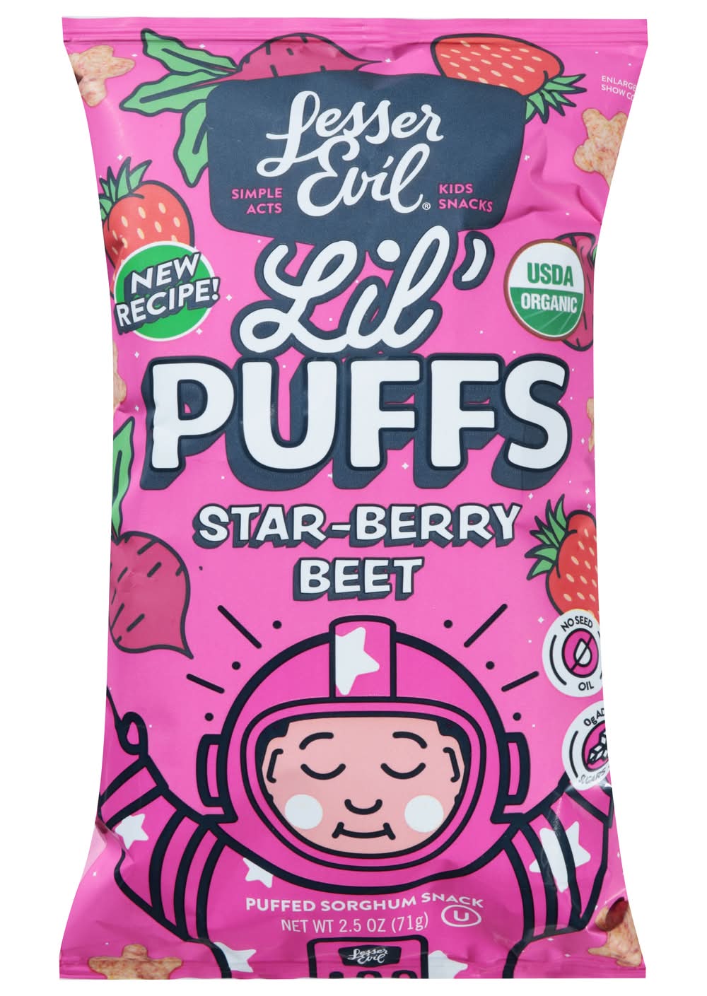 LesserEvil Star-Berry Beet Lil' Puffs Puffed Sorghum Snack (2.5 oz)