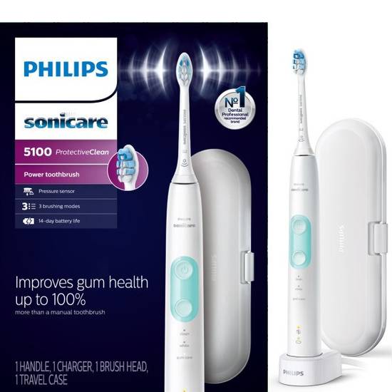 Philips Sonicare ProtectiveClean 5100 Rechargeable Electric Toothbrush, Improves Gum Health, White