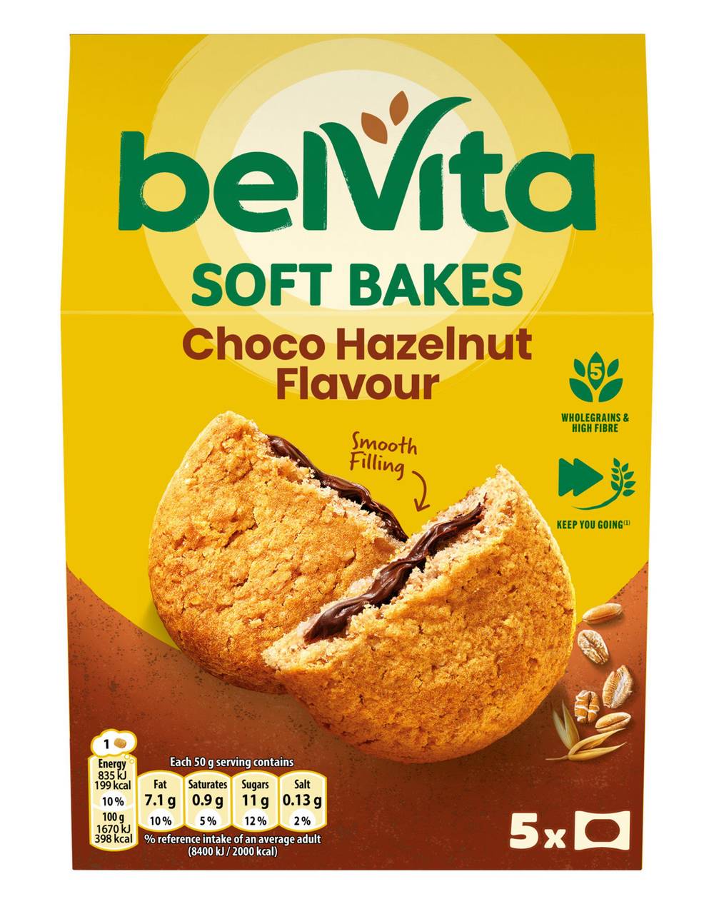BelVita Choco Hazelnut, Soft Bakes Breakfast Cereal Biscuits (5 pack)
