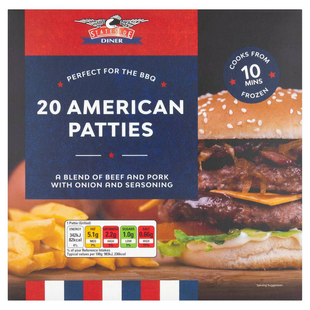 Stateside Diner 20 American Patties 994g