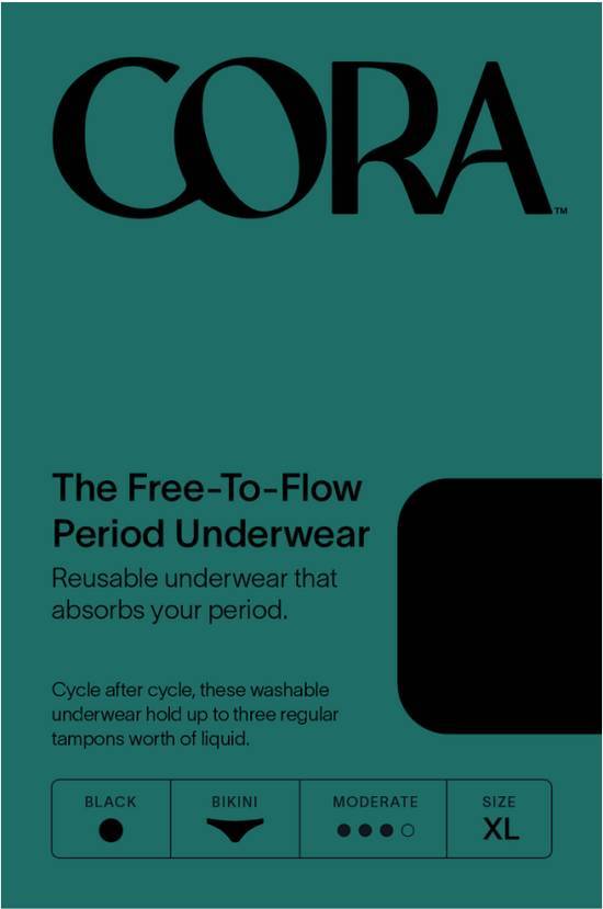 Cora Period Bikini Style Powerfully Absorbent Underwear, 1 Bikini, Black,  Sz L - AbuMaizar Dental Roots Clinic