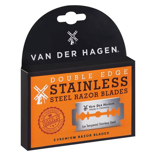 Van Der Hagen Stainless Steel Double Edge Razor Blades (5 ct)