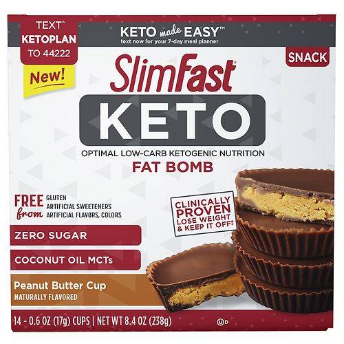 SlimFast Keto Fat Bomb Peanut Butter - 0.6 oz x 14 pack