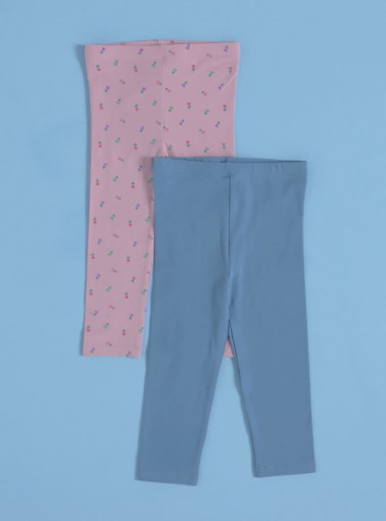 Tribu Calza Bipack Estampada y Lisa a Juego celeste 12m