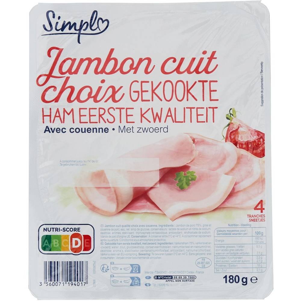 Simpl - Jambon cuit choix avec couenne