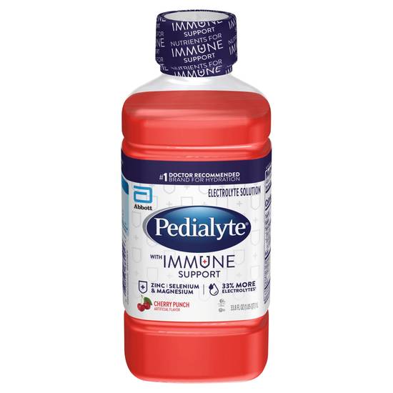 Pedialyte Cherry Punch Electrolyte Solution With Immune Support (33.8 fl oz)
