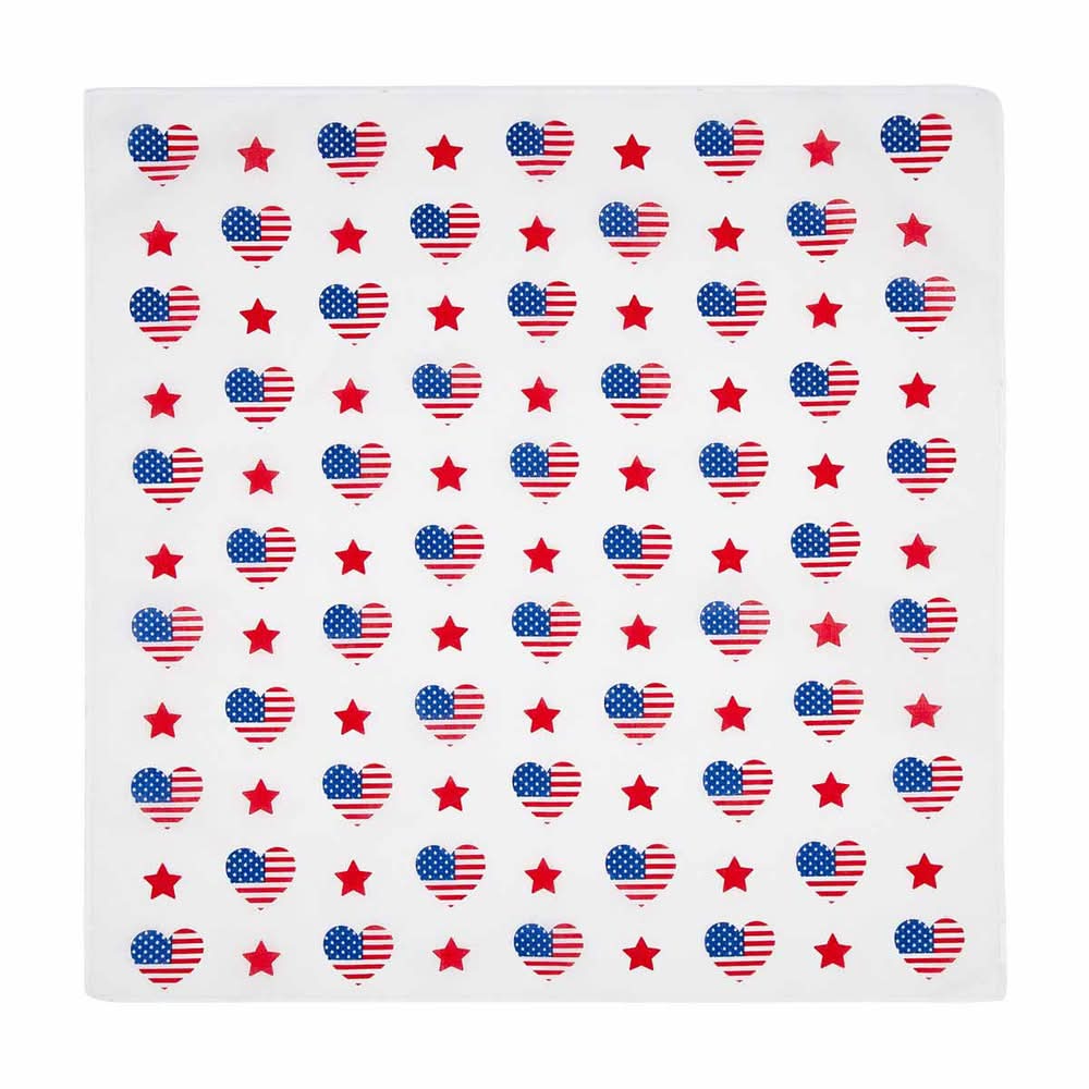 Patriotic Heart And Flag Print Bandana