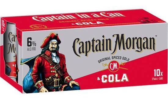 Captain Morgan & Cola 375ml (10 Pack)