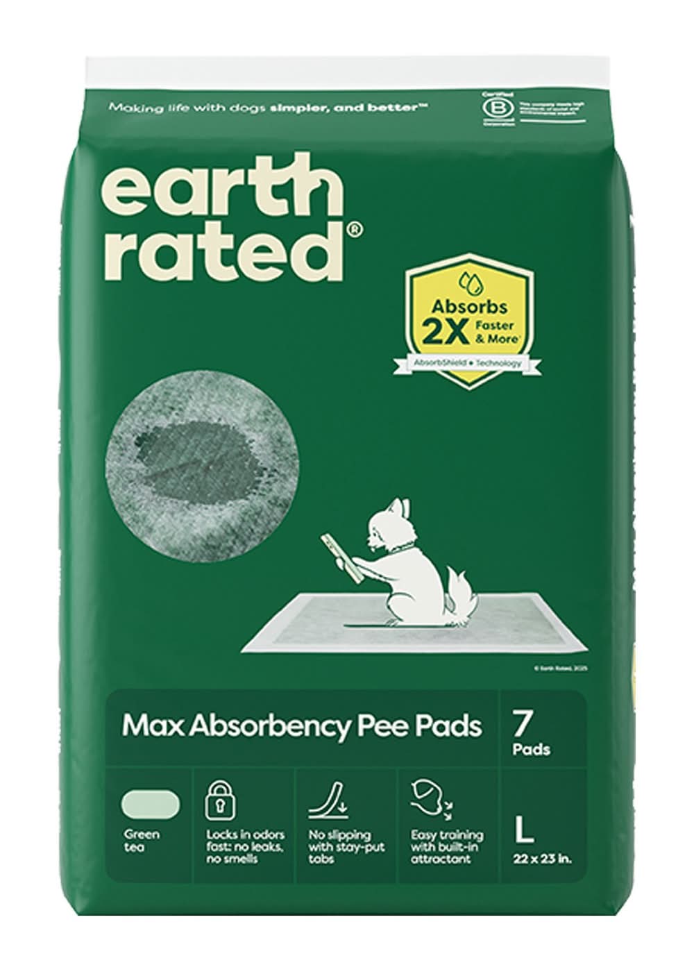 Earth Rated Puppy Pee Pads with AbsorbShield+ Technology (Size: Large - 7 Count)