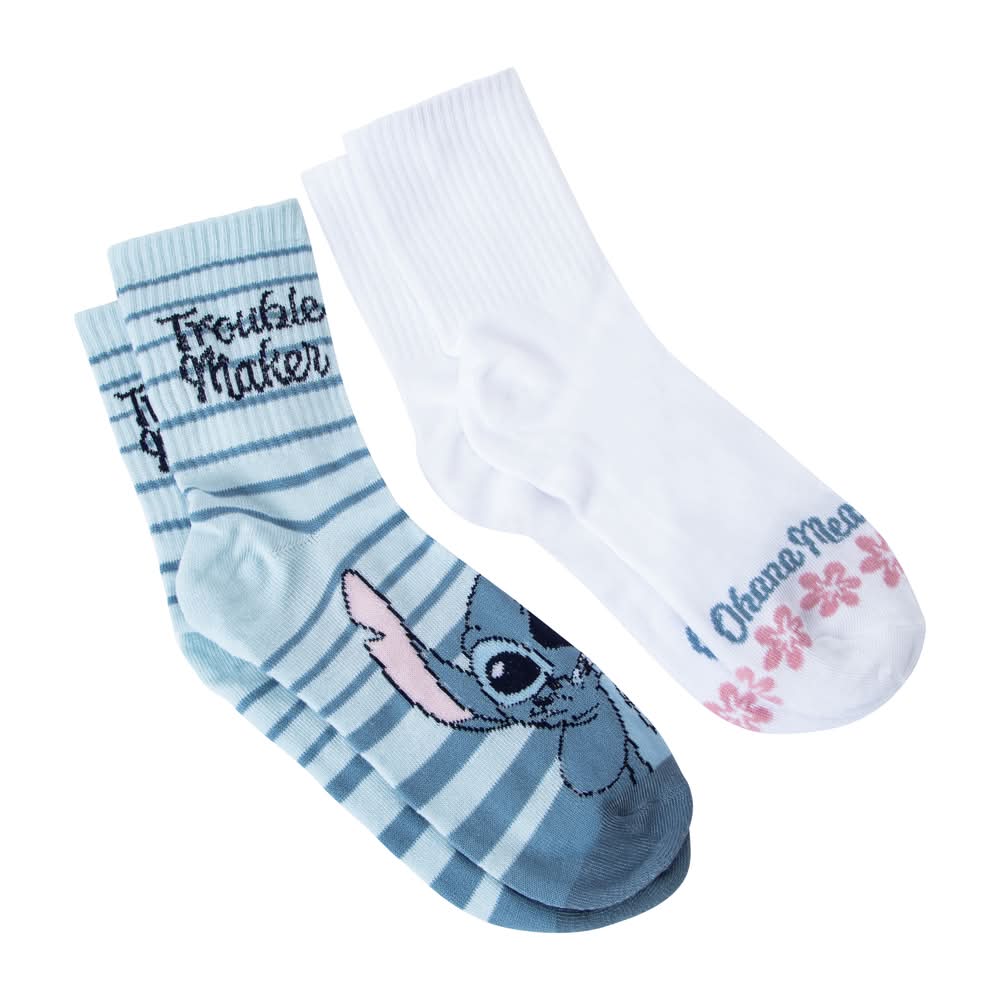 Branded Girls Mid-Crew Socks 2-Pack Light Blue