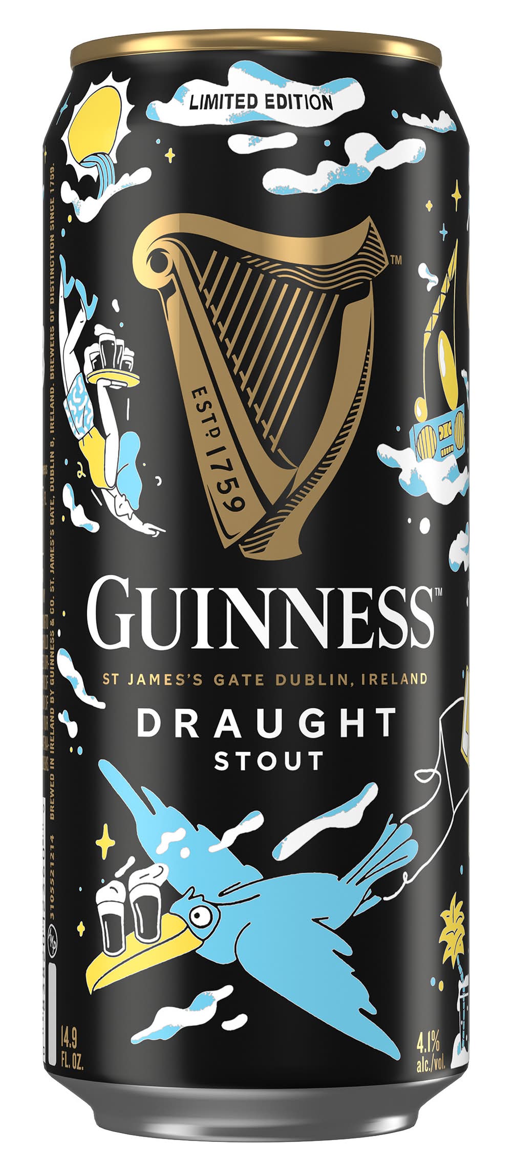 Guinness Draught Stout Smooth and Creamy Beer (4 x 3.73 fl oz)