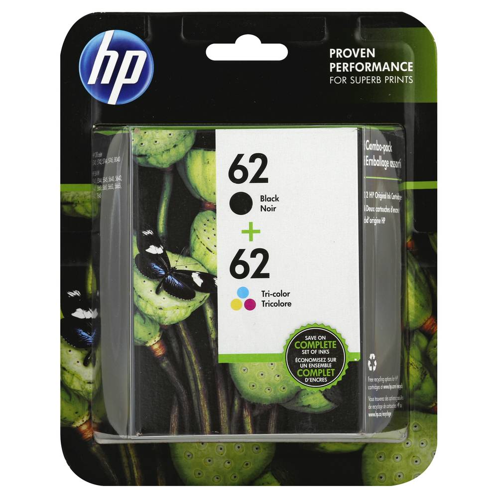 Hp Ink Cartridges Original 62 Black + 62 Tri-Color