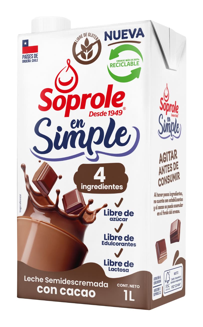 Soprole · En simple leche semidescremada con cacao (1 L)