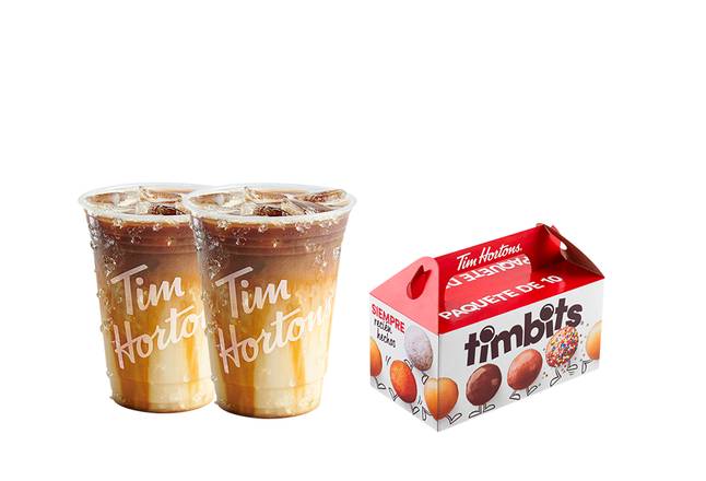 10 pack timbits +2  Caramel Medianos